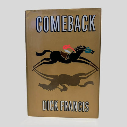 Front cover view of Comeback by Dick Francis centered on a neutral light gray background. Dust jacket is present and shows no damage.