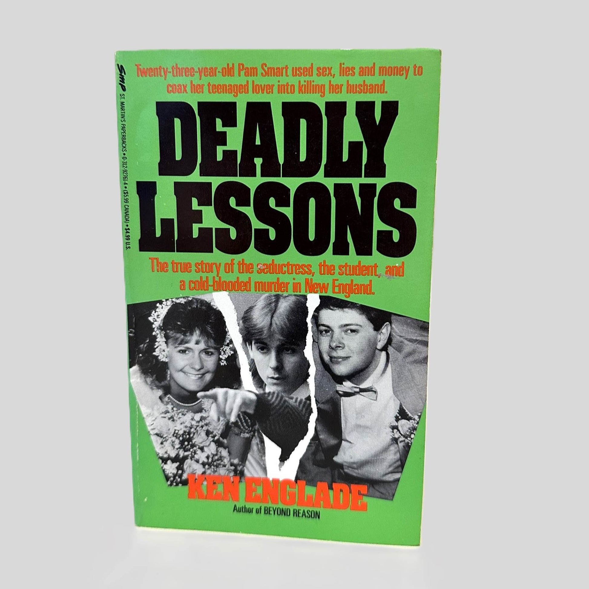 Front cover view of Deadly Lessons by Ken Englade centered on a neutral light gray background. 