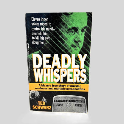 Front cover view of Deadly Whispers by Ted Schwarz centered on a neutral light gray background. 