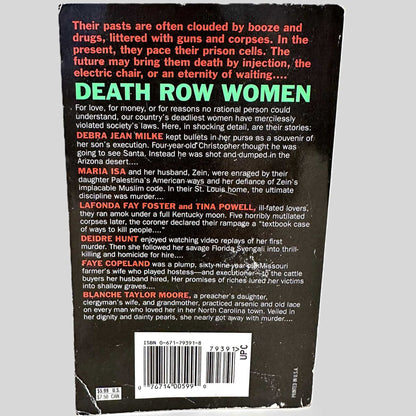 Back cover view of Death Row Women by Tom Kuncl centered on a neutral light gray background. 