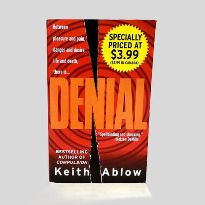 Front cover view of Denial by Keith Ablow centered on a neutral light gray background. 