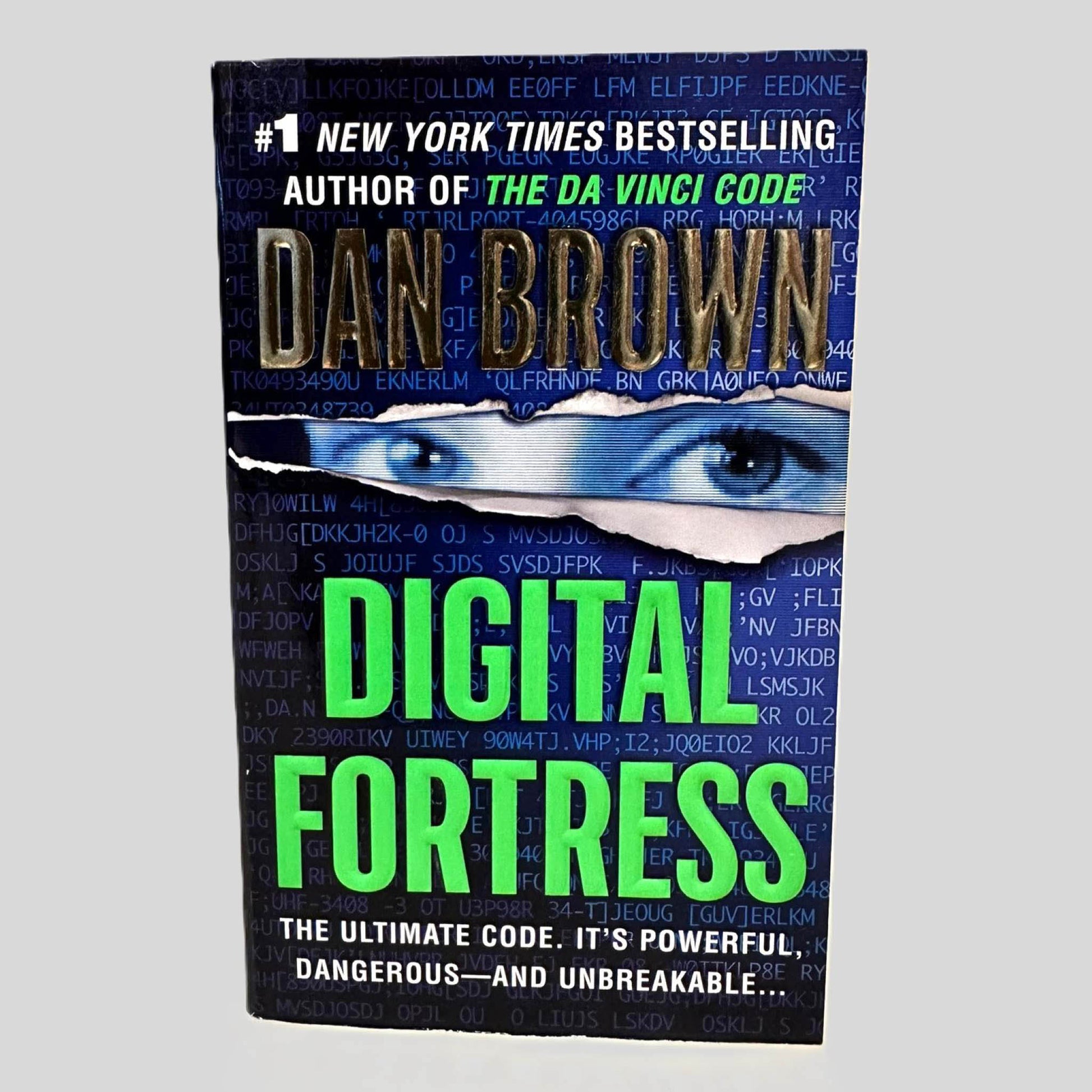 Front cover view of Digital Fortress by Dan Brown centered on a neutral light gray background. 