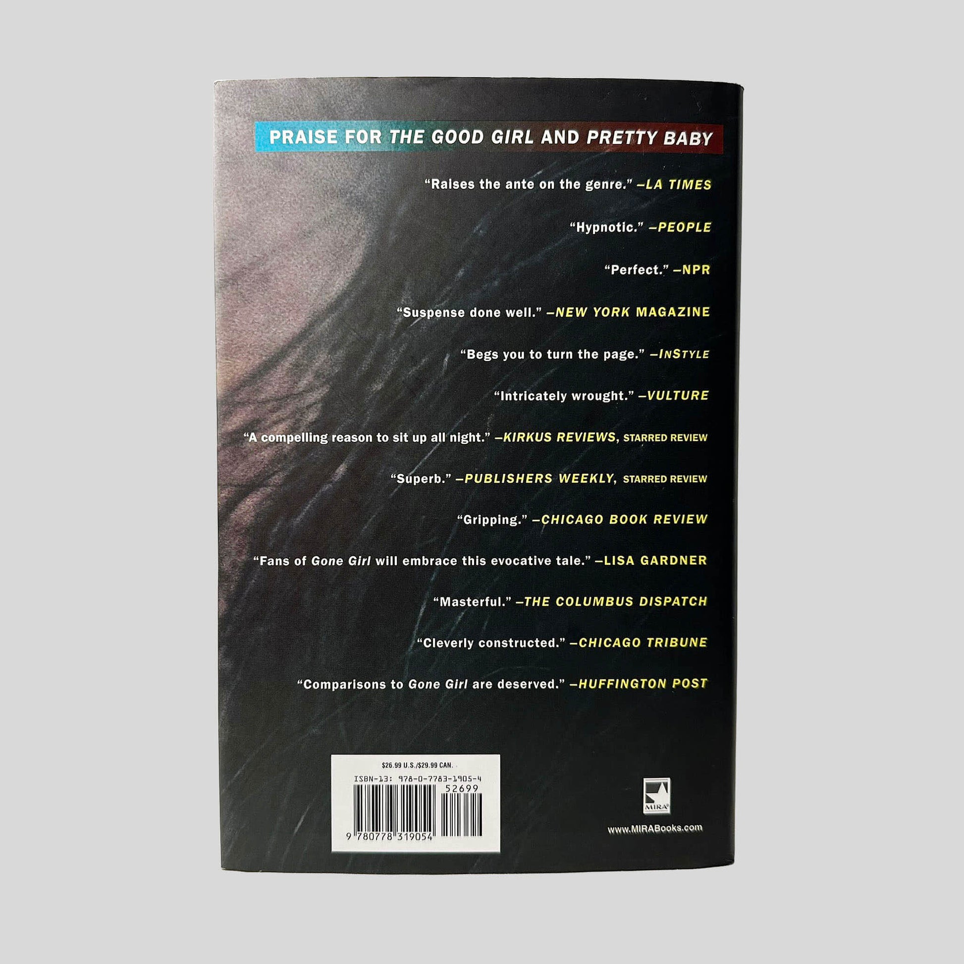 Back cover view of Don't You Cry by Mary Kubica centered on a neutral light gray background. Dust jacket present and pristine.