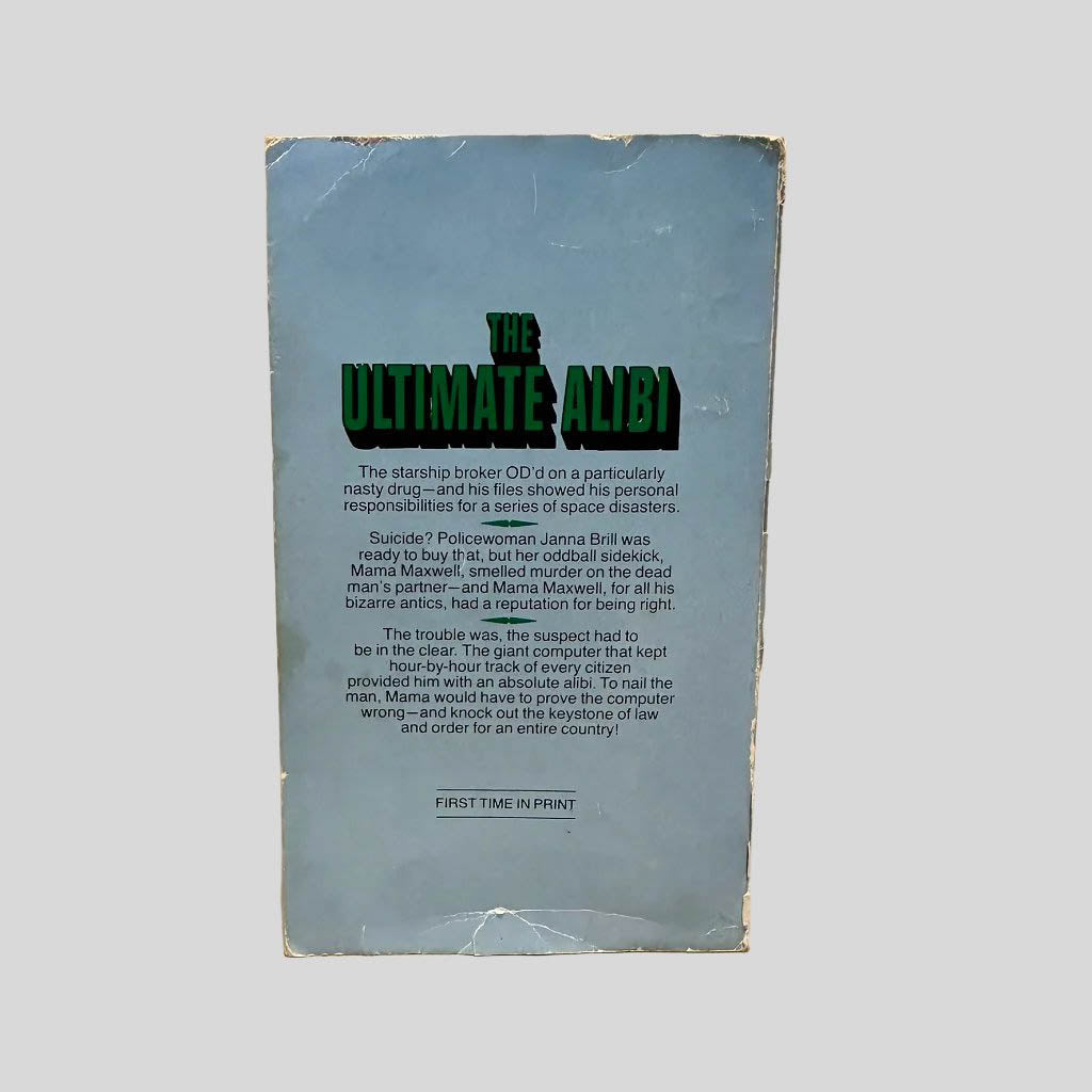 Back cover view of Doppelganger Gambit by Lee Killough centered on a neutral light gray background. Creasing and chipping around the edges.