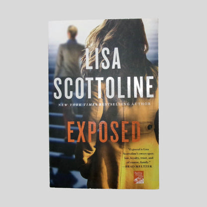 Front cover view of Exposed by Lisa Scottoline centered on a neutral light gray background. 