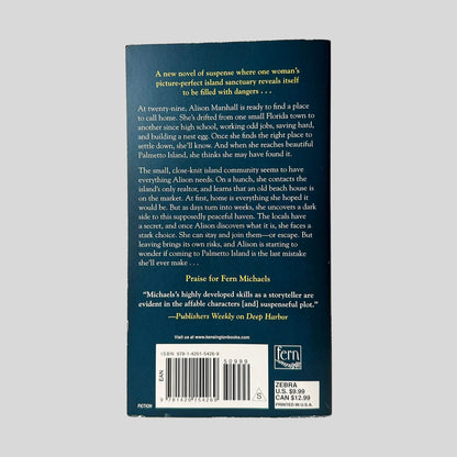 Back cover view of Fear Thy Neighbor by Fern Michaels centered on a neutral light gray background. 