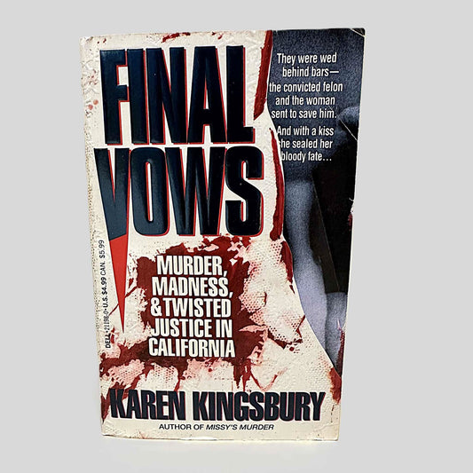 Front cover view of Final Vows by Karen Kingsbury centered on a neutral light gray background. 