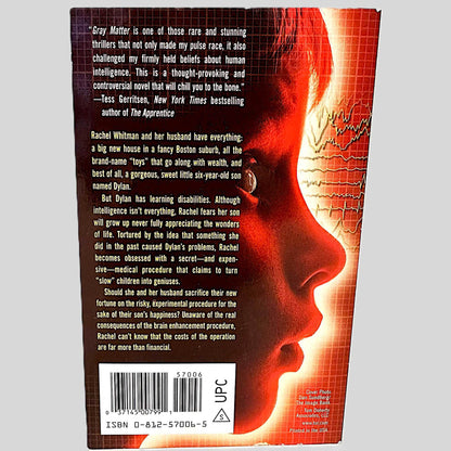 Back cover view of Gray Matter by Gary Braver centered on a neutral light gray background. 