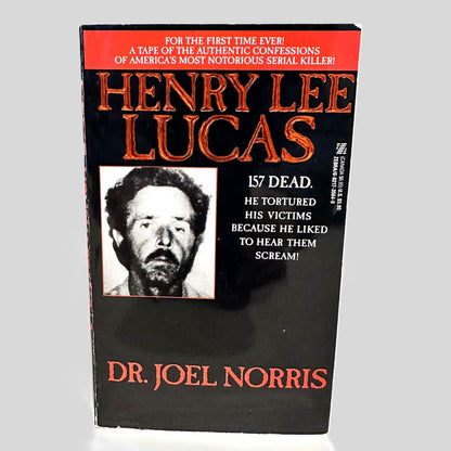 Front cover view of Henry Lee Lucas by Dr. Joel Norris centered on a neutral light gray background. 