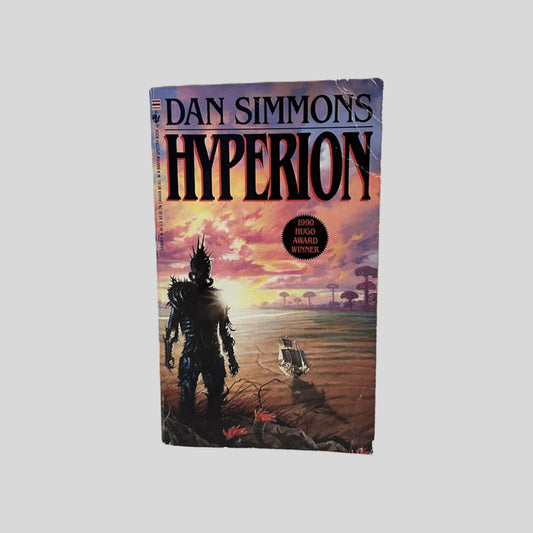 Front cover view of Hyperion by Dan Simmons centered on a neutral light gray background. 