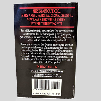 Back cover view of In His Garden by Leo Damore centered on a neutral light gray background.