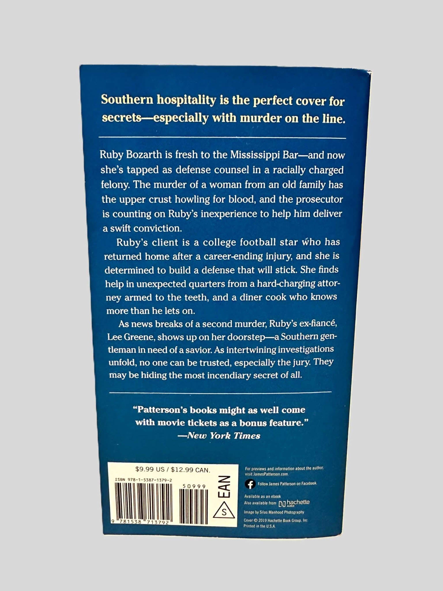 Back cover view of Juror #3 by James Patterson centered on a neutral light gray background. 