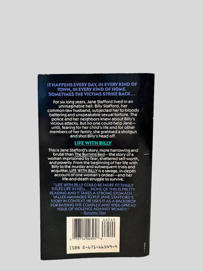 Back cover view of Life with Billy by Brian Vallee centered on a neutral light gray background. 