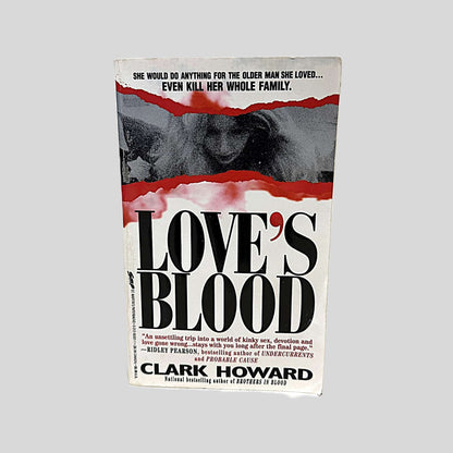 Front cover view of Love's Blood by Clark Howard centered on a neutral light gray background. 
