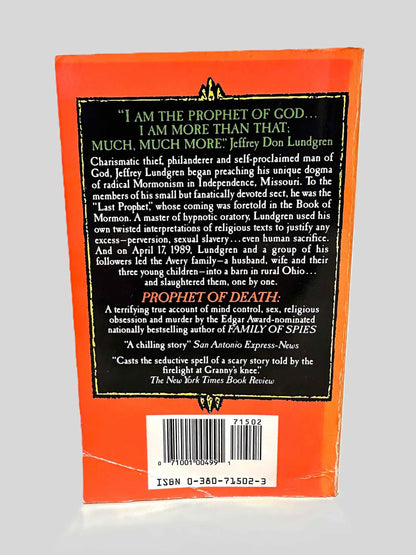 Back cover view of Prophet of Death by Pete Earley centered on a neutral light gray background. 