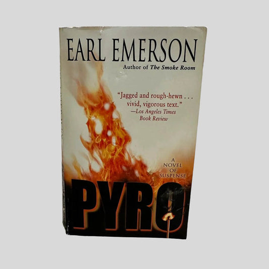 Front cover view of Pyro by Earl Emerson centered on a neutral light gray background. 