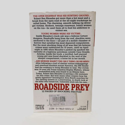 Back cover view of Roadside Prey by Alva Busch centered on a neutral light gray background. 