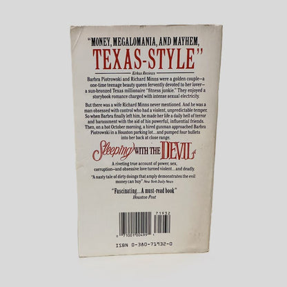 Back cover view of Sleeping with the Devil by Suzanne Finstad centered on a neutral light gray background. 