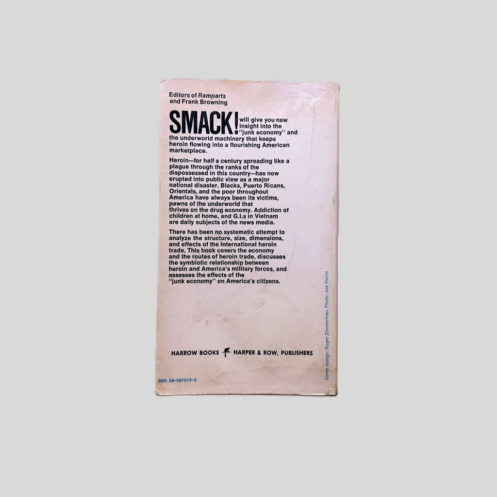 Back cover view of Smack by Frank Browning centered on a neutral light gray background. 