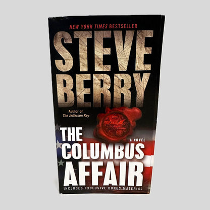 Front cover view of The Columbus Affair by Steve Berry centered on a neutral light gray background. 