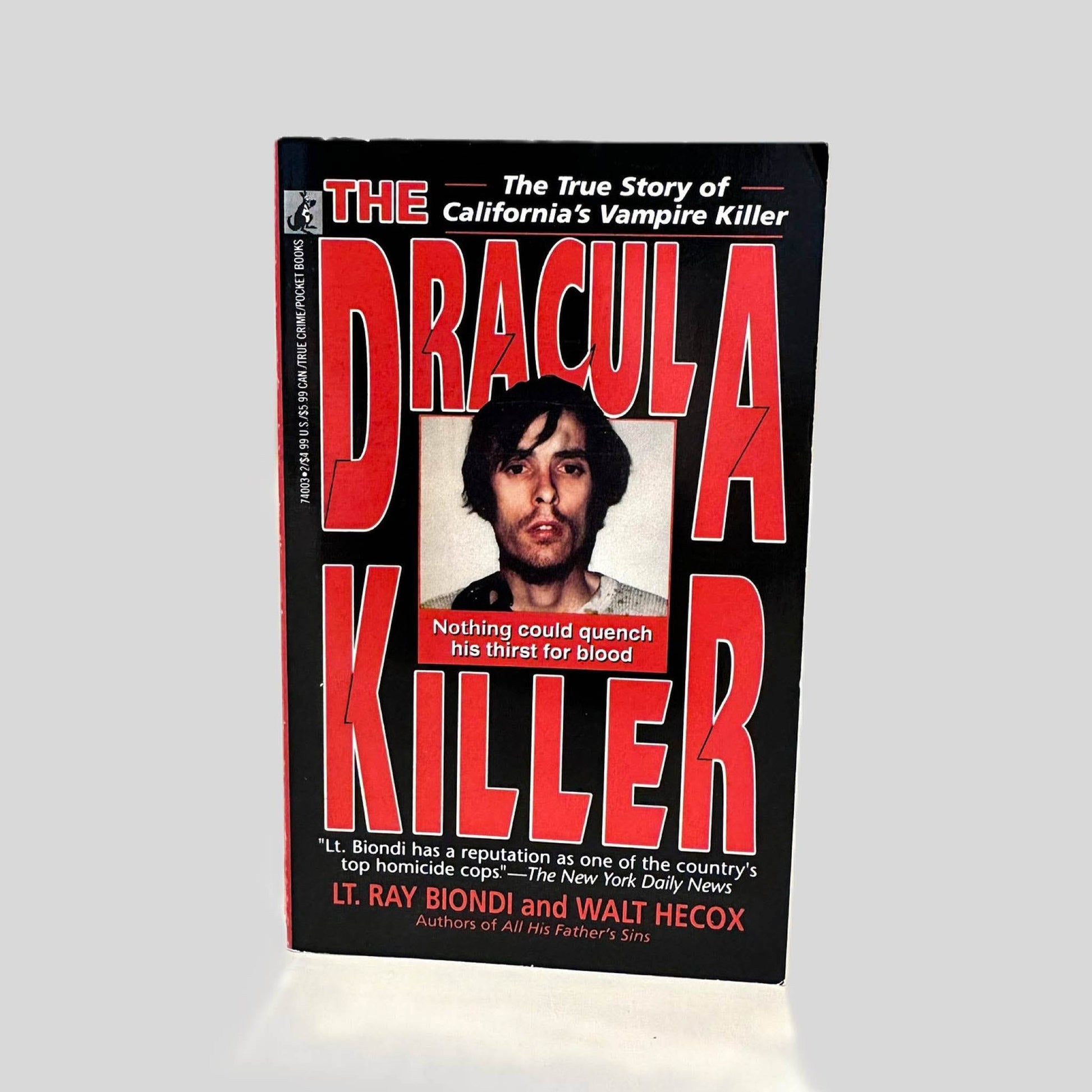 Front cover view of The Dracula Killer by LT. Ray Biondi & Walt Hecox centered on a neutral light gray background. 