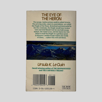 The back cover of the book, providing a plot summary about the prison world Victoria and the conflict between the City and the People of the Peace.