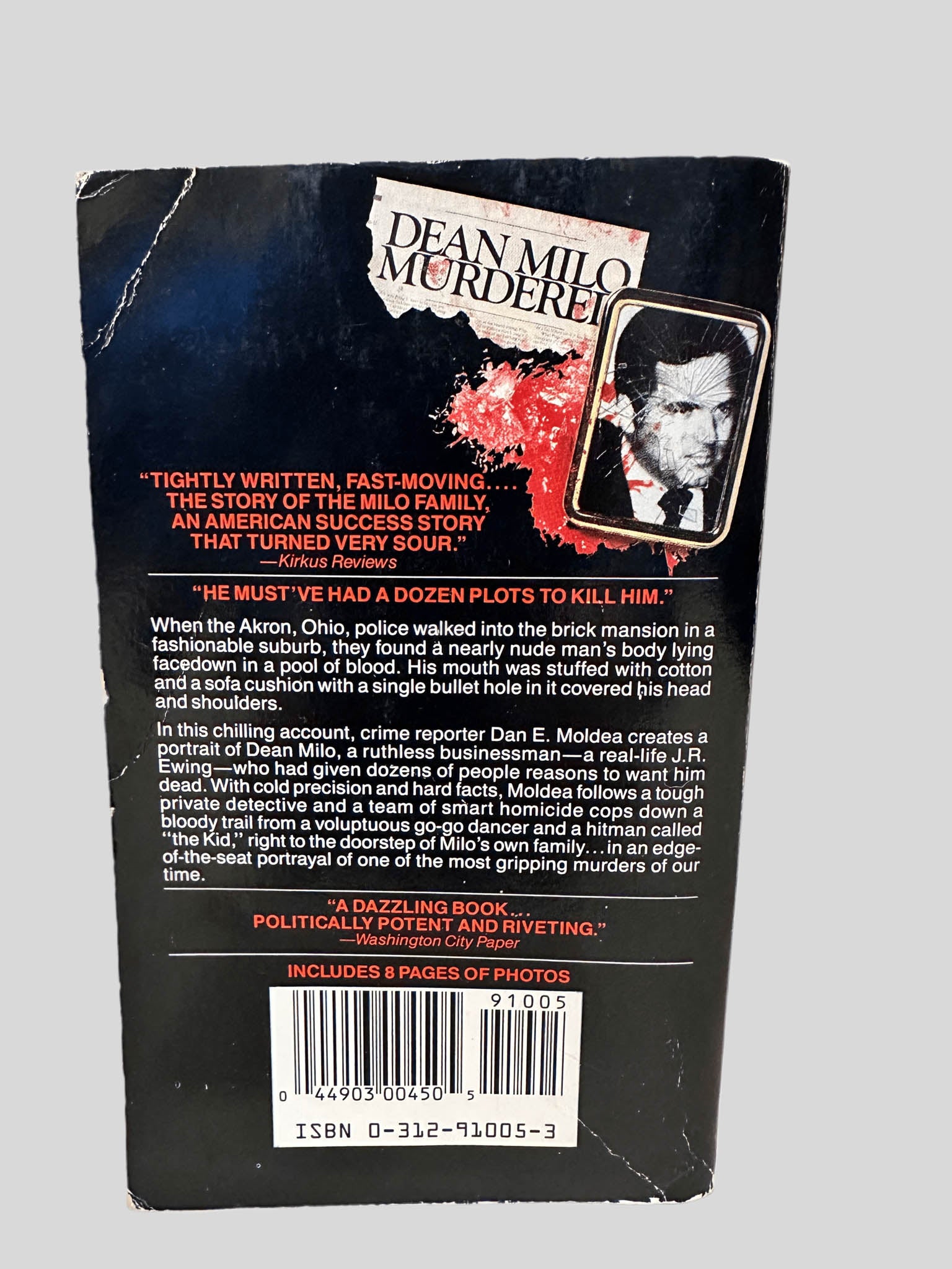 Back cover view of The Hunting of Cain by Dan E. Moldea centered on a neutral light gray background. 