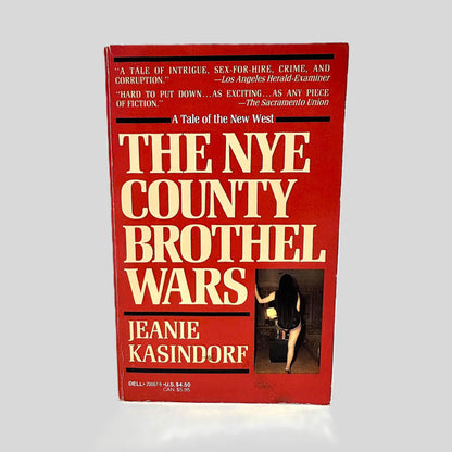 Front cover view of The NYE County Brothel Wars by Jeanie Kasindorf centered on a neutral light gray background. 