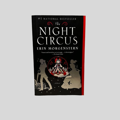 Front cover view of The Night Circus by Erin Morgenstern centered on a neutral light gray background. 