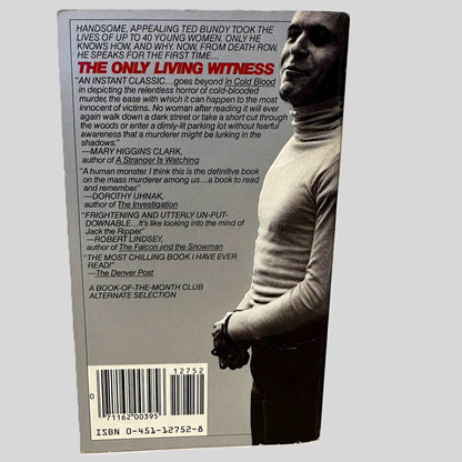Back cover view of The Only Living Witness by Stephen G. Michaud & Hugh Aynesworth centered on a neutral light gray background. 