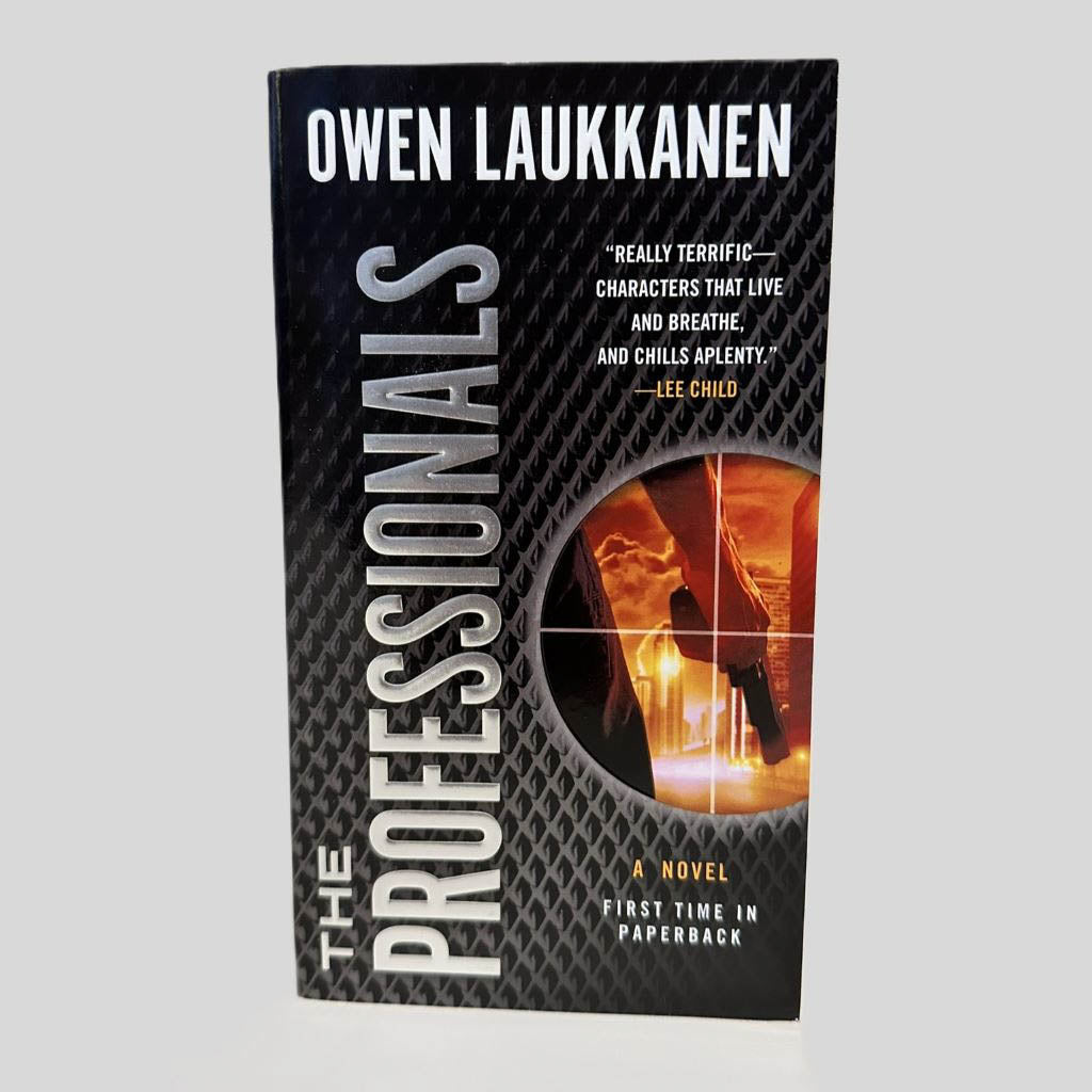 Front cover view of The Professionals by Owen Laukkanen centered on a neutral light gray background. 