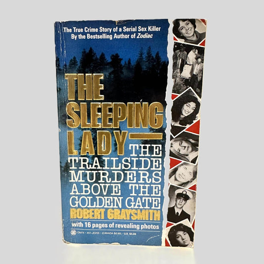 Front cover view of The Sleeping Lady by Robert Graysmith centered on a neutral light gray background. Front cover shows chipping.