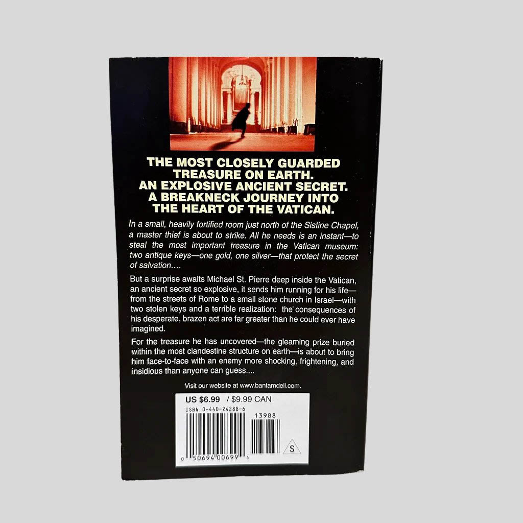 Back cover view of The Thieves of Heaven by Richard Doetsch centered on a neutral light gray background. 