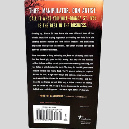 Back cover view of The Ultimatum by Karen Robards centered on a neutral light gray background. 