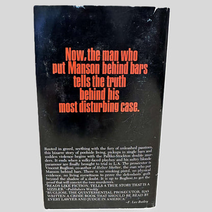 Back cover view of Till Death Us Do Part by Vincent Bugliosi & Ken Hurwitz centered on a neutral light gray background. Cover shows wear and rubbing.