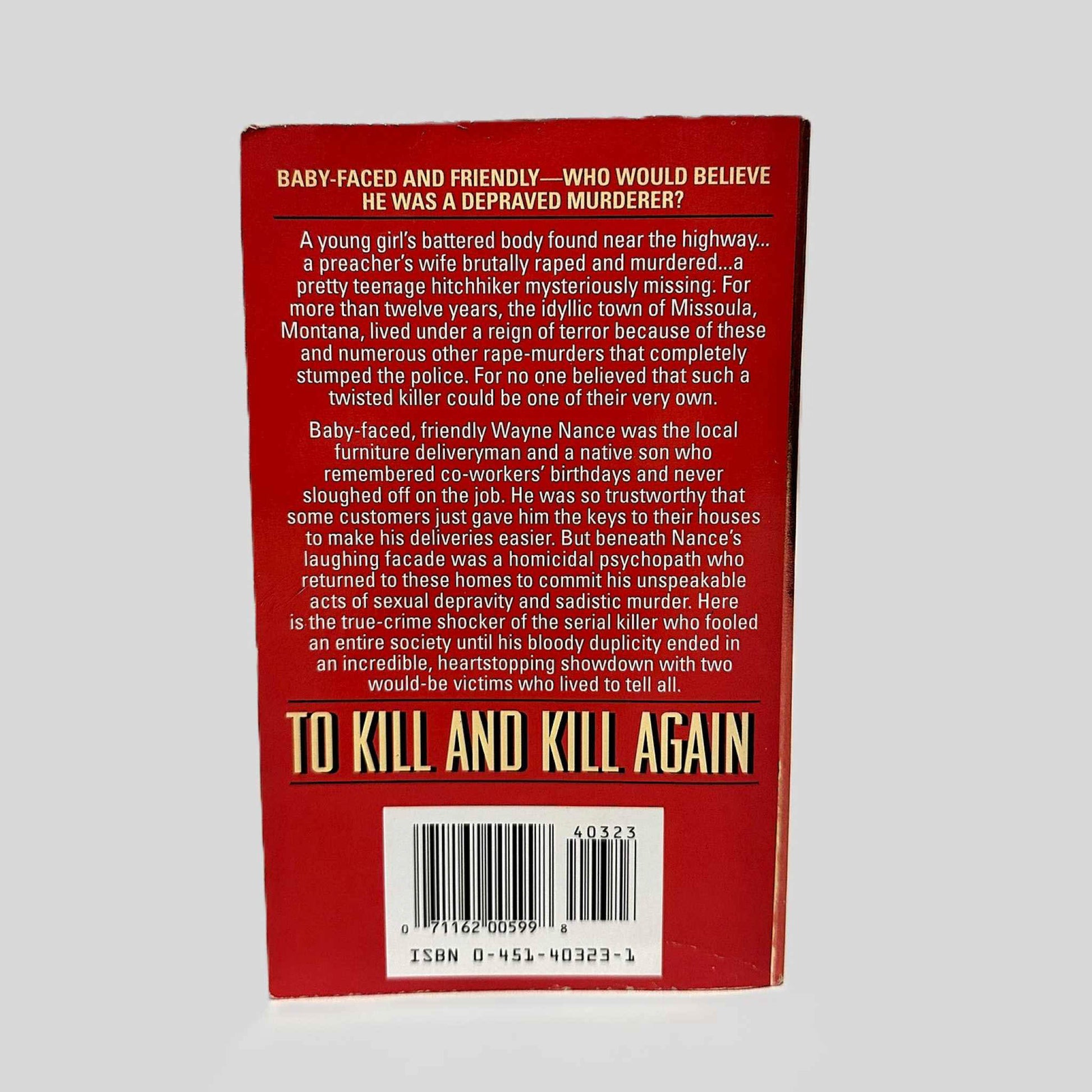 Back cover view of To Kill and Kill Again by John Coston centered on a neutral light gray background. 