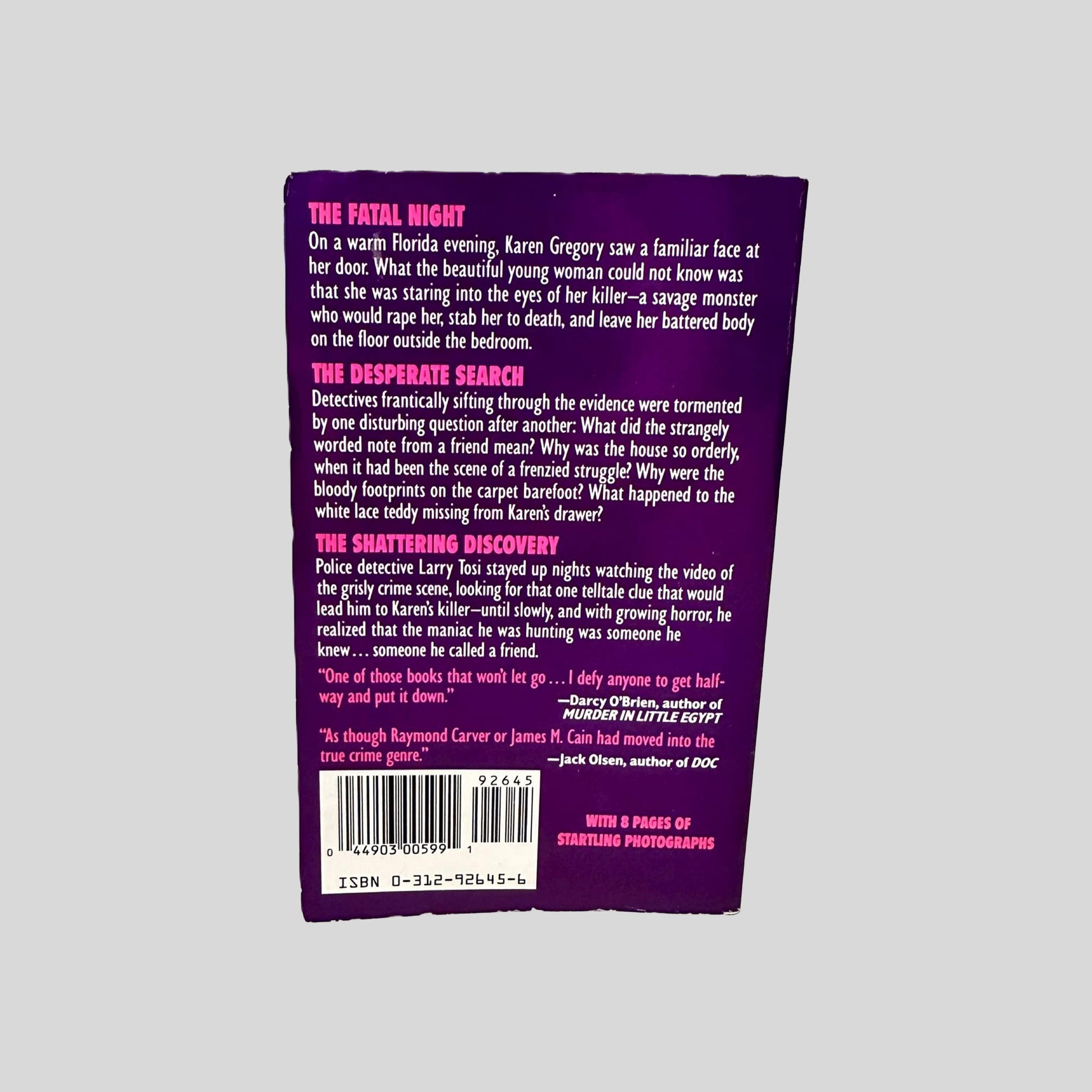 Back cover view of Unanswered Cries by Thomas French centered on a neutral light gray background. 
