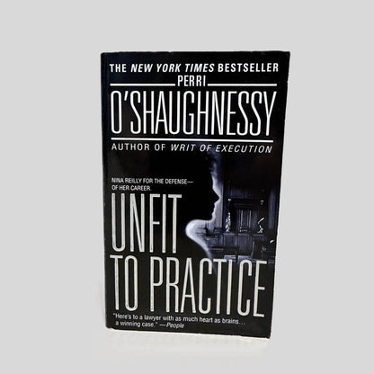 Front cover view of Unfit to Practice by Perri O'Shaughnessy centered on a neutral light gray background. 