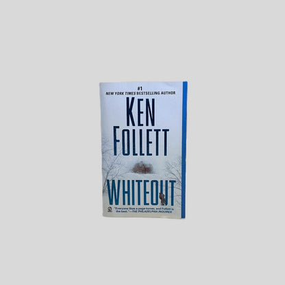 Front cover view of Whiteout by Ken Follett centered on a neutral light gray background. 