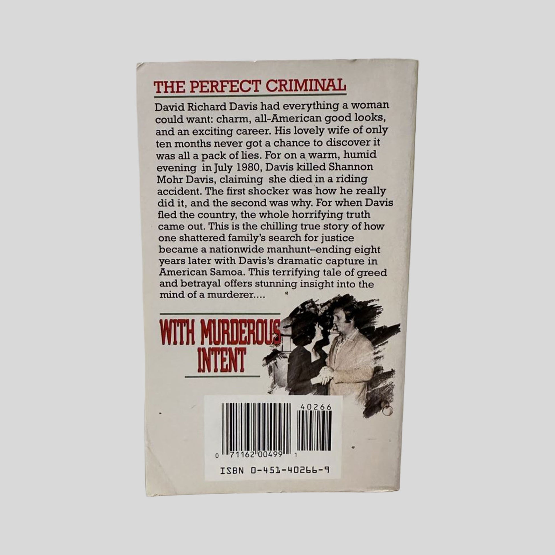 Back cover view of With Murderous Intent by Robert Hemming centered on a neutral light gray background. 