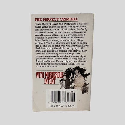 Back cover view of With Murderous Intent by Robert Hemming centered on a neutral light gray background. 