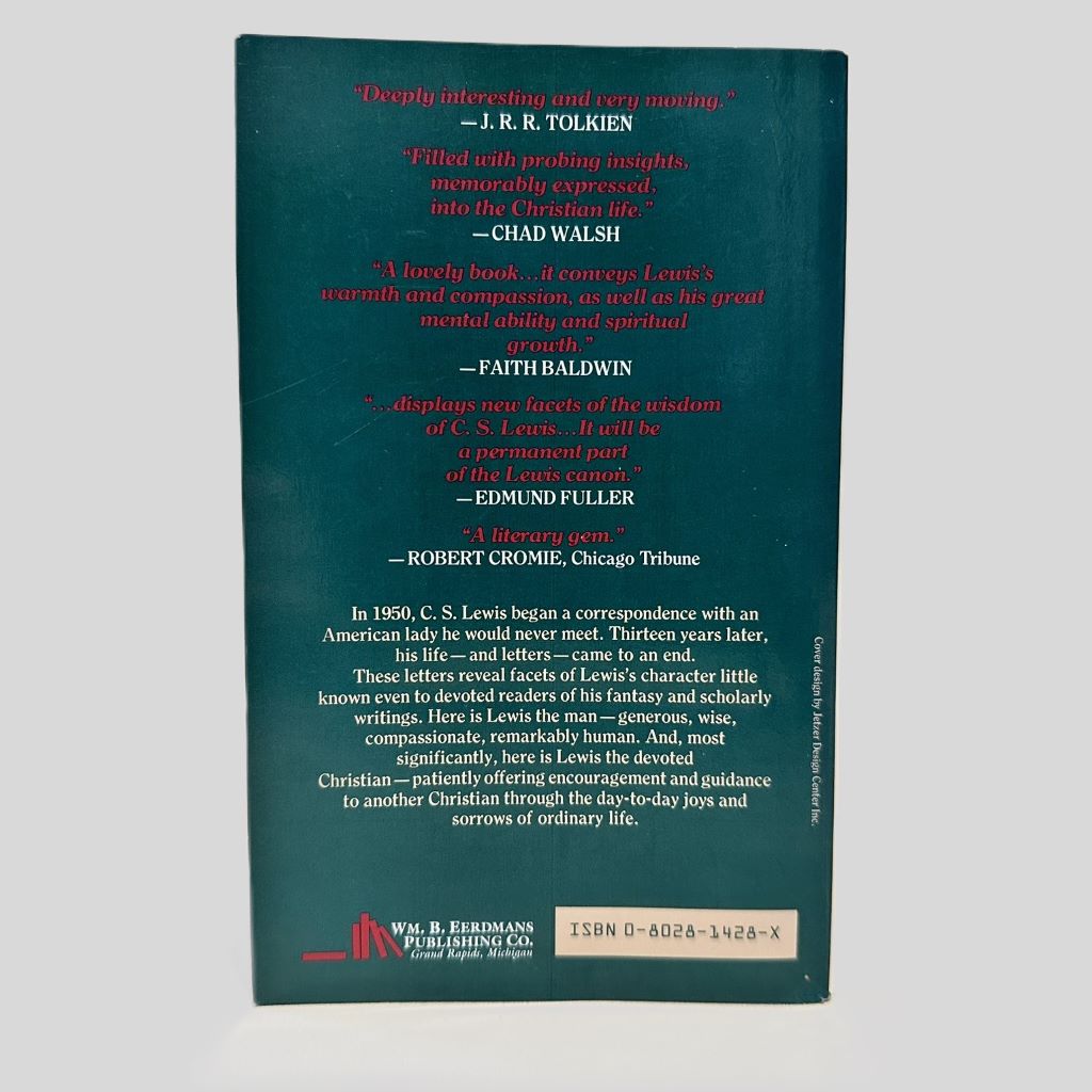 Letters to an American Lady by C.S. Lewis - Back Cover