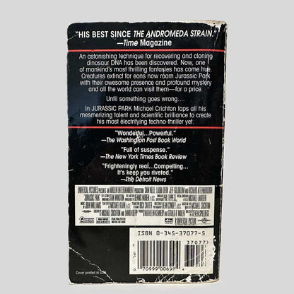 Jurassic Park by Michael Crichton - Back Cover