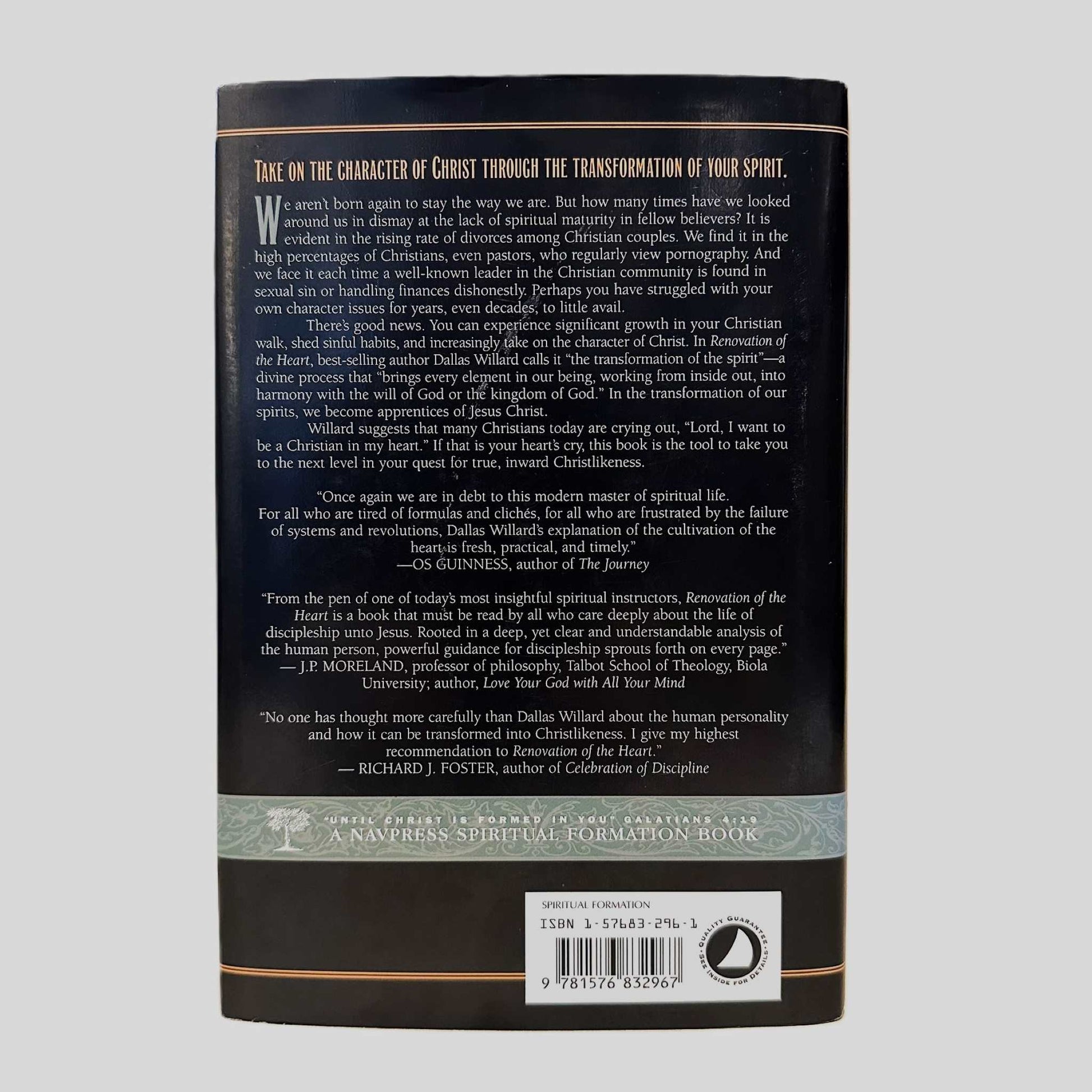 Renovation of the Heart by Dallas Willard - Back Cover