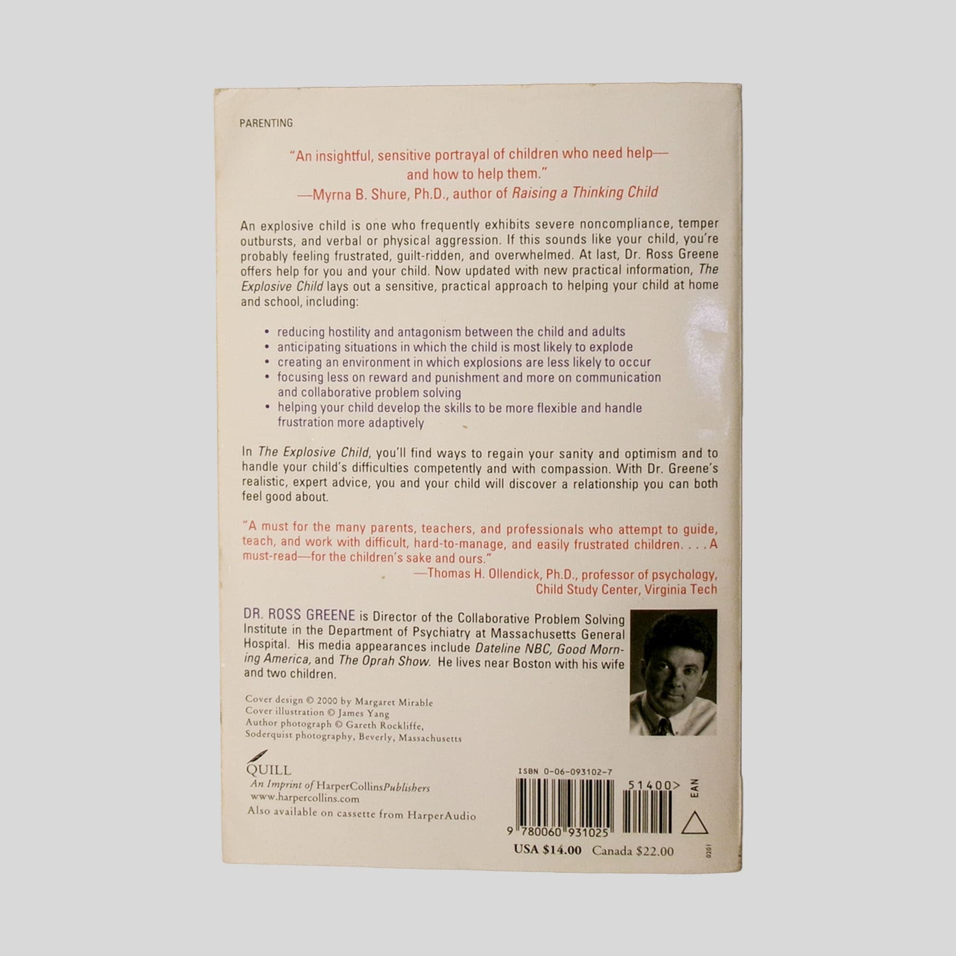 The Explosive Child by Ross W. Greene - Back Cover - Fehmerling Books
