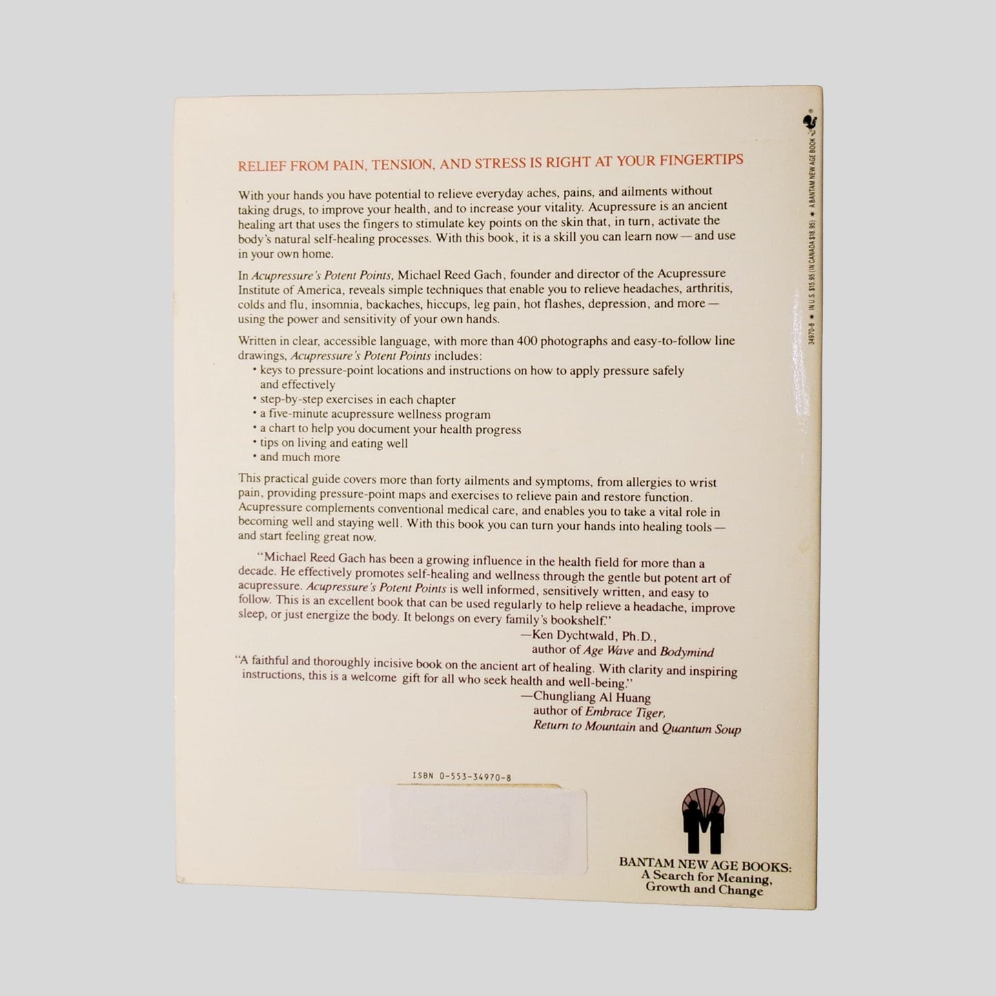 Acupressure'S Potent Points by Michael Reed Gach - Back Cover - Fehmerling Books