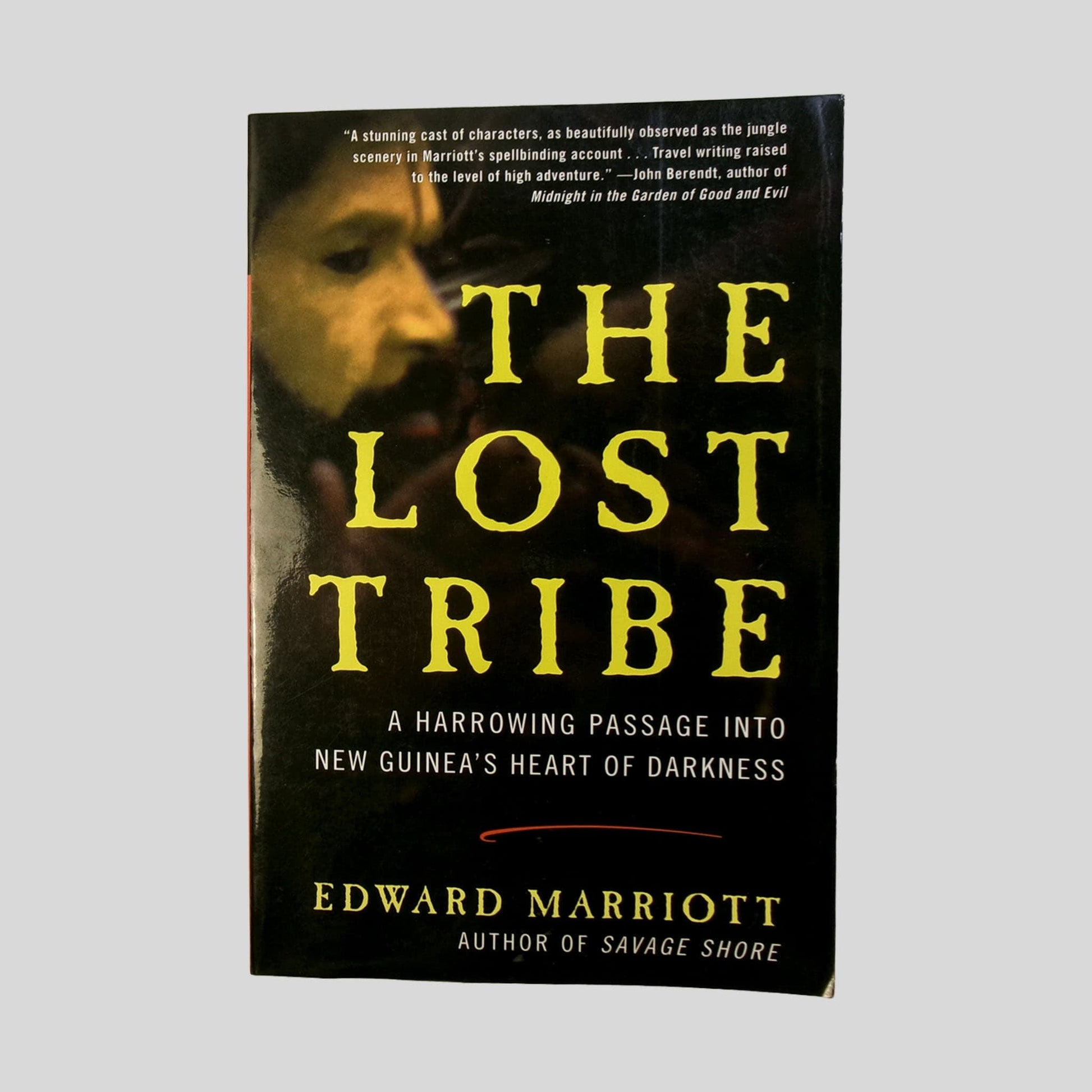 A well-preserved Good condition paperback front cover of Edward Marriott's "The Lost Tribe". The web page highlights the clean layout and striking typography of this adventure-travel classic, featuring a clear view of the Liawep tribe narrative. Curated for our Nonfiction and Social Science collections, this visual confirms a high-quality copy that investigates ancient rituals and civilization.