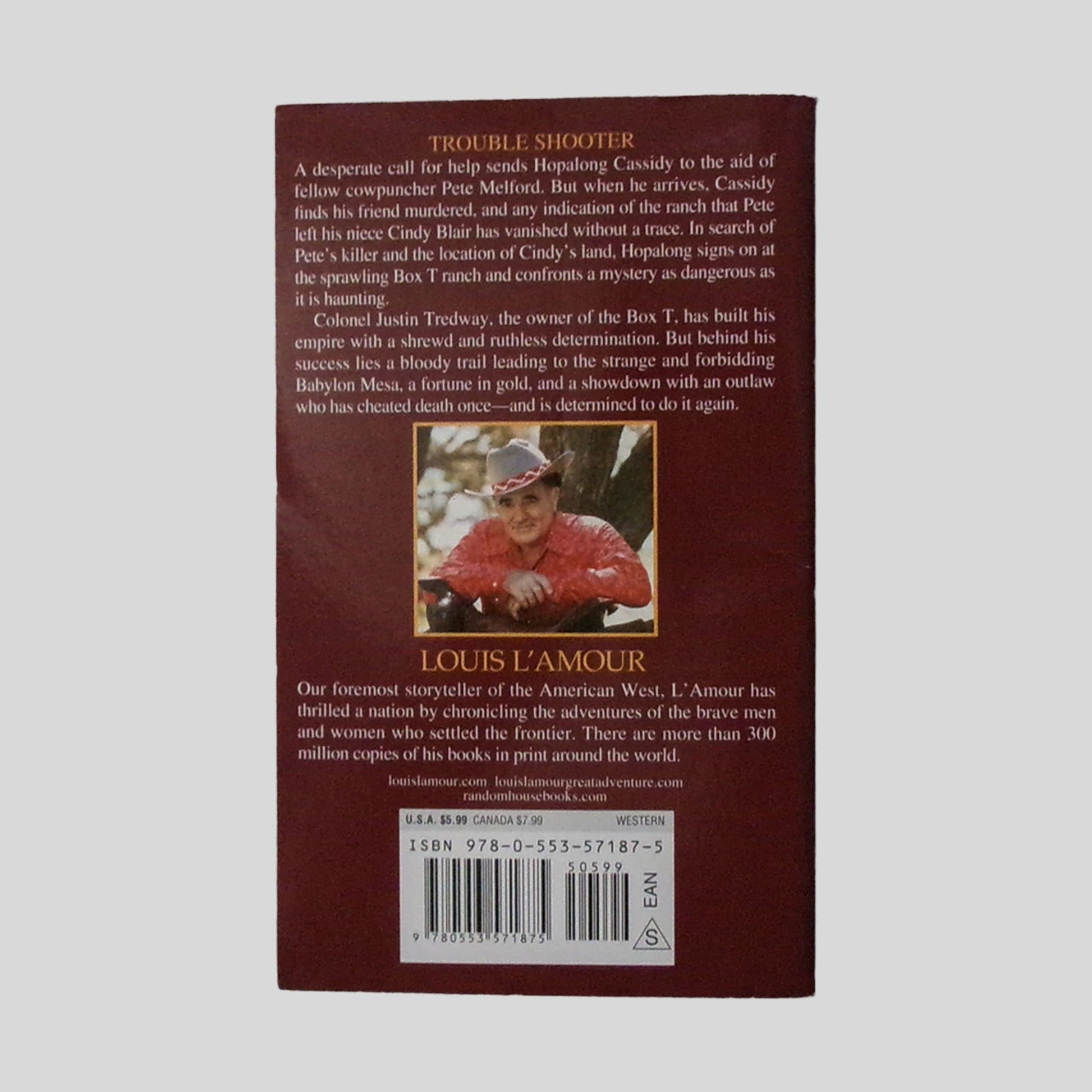 Trouble Shooter (Hopalong Cassidy Novel) by Louis L'Amour - Back Cover - Fehmerling Books