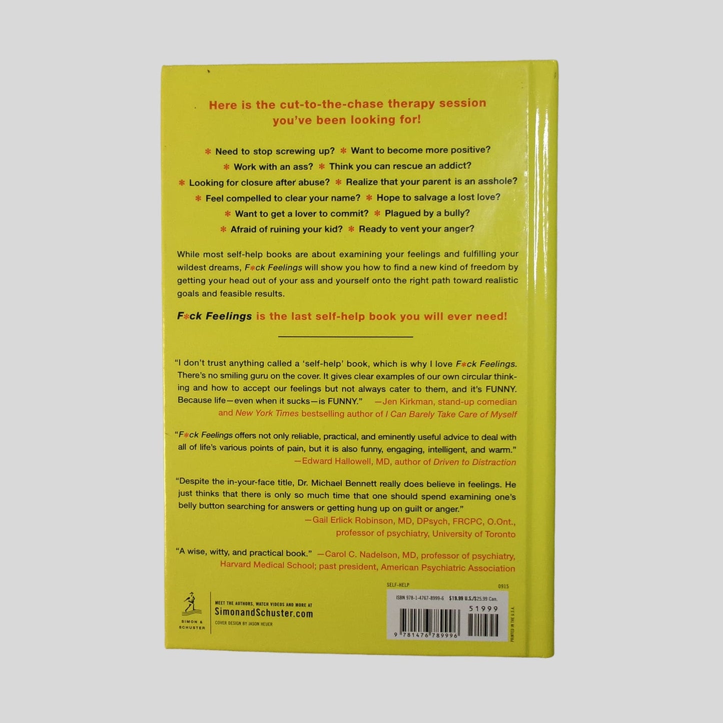 F*Ck Feelings by Michael Bennett - Back Cover - Fehmerling Books