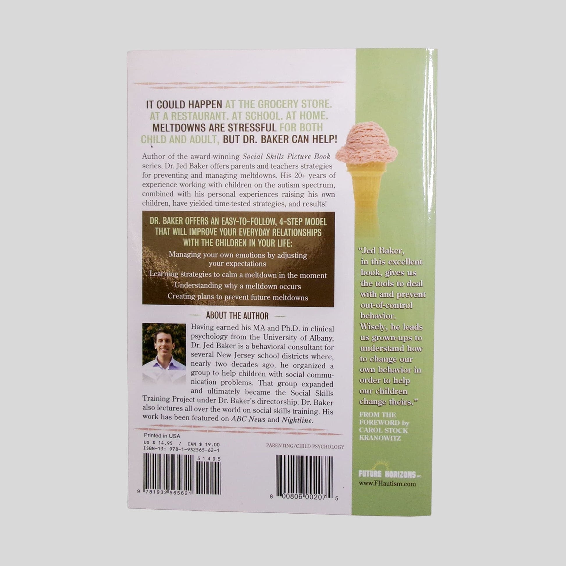No More Meltdowns by Jed Baker - Back Cover - Fehmerling Books